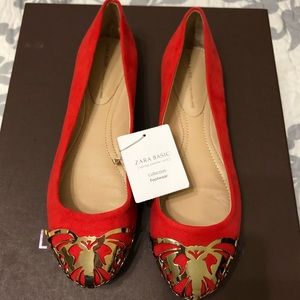 Zara Orange w/gold hardware flats